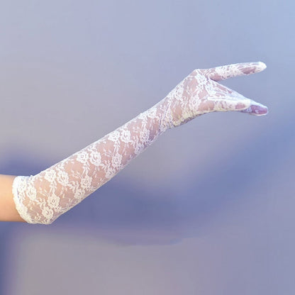 Clearance-White Gothic Nun Lolita Lace Gloves