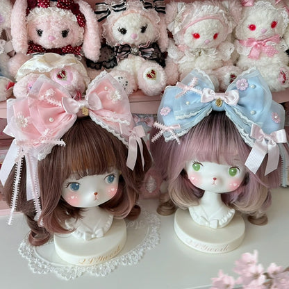 Pink/Blue&Pink Beaded Decorated Floral Design Bowknot KC