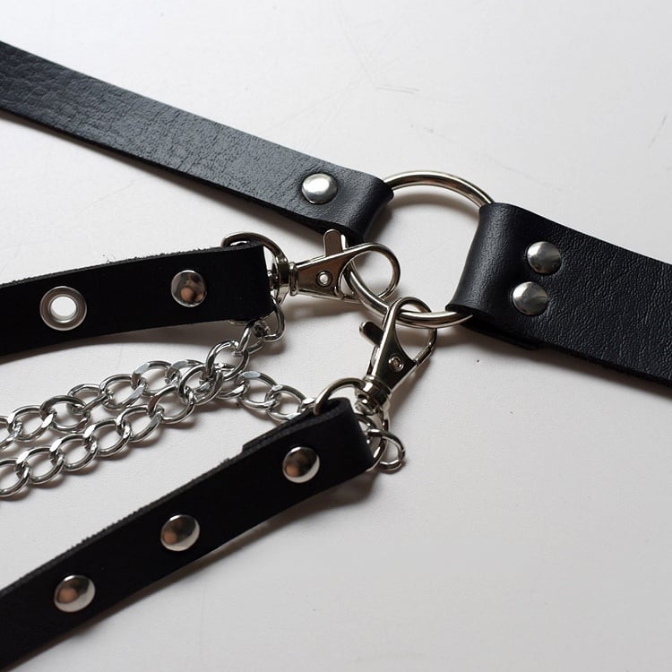 Black Cyberpunk Chain Charm Waist Belt