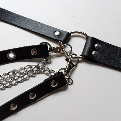 Black Cyberpunk Chain Charm Waist Belt