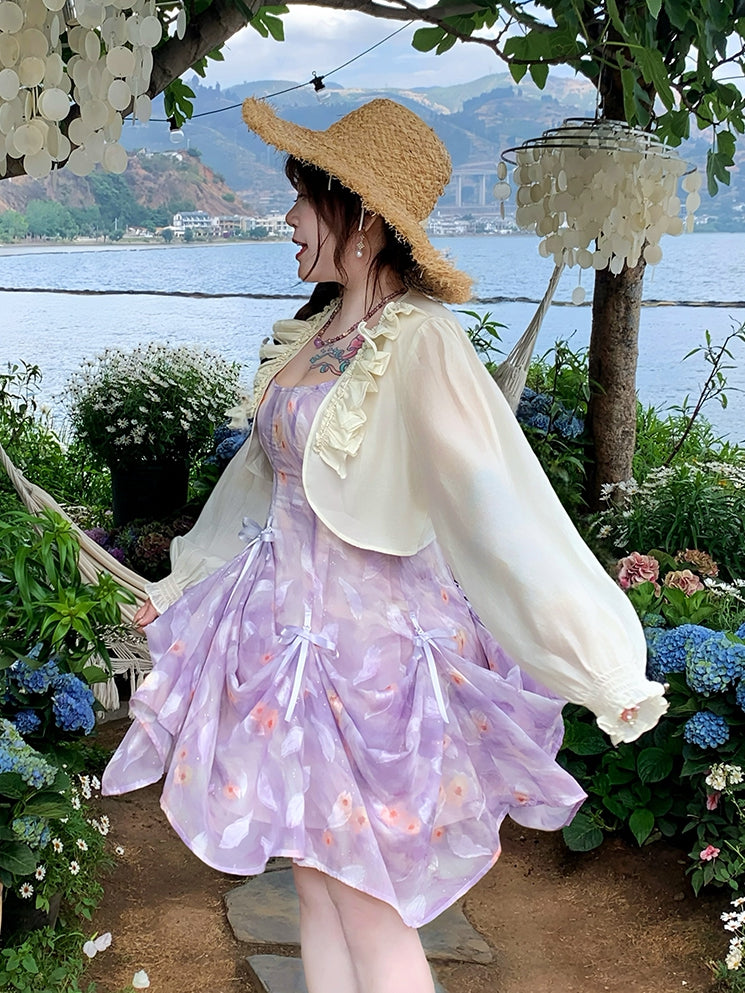 Plus Size Apricot Ruffled Trim Open Placket Rhinestone Embellished Top