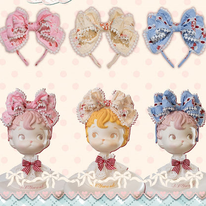 Strawberry Print Pink/Yellow/Blue Big Bow KC
