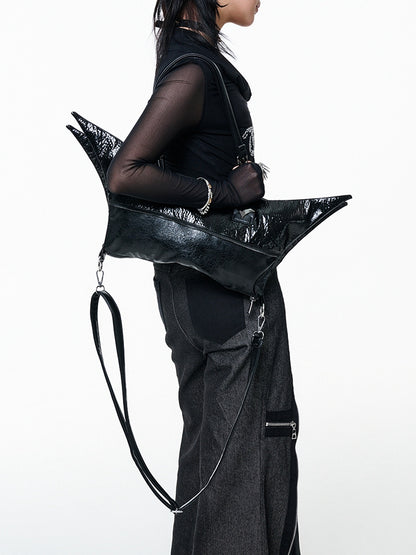 Gothic Punk Black Foldable Four-pointed Star PU Bag