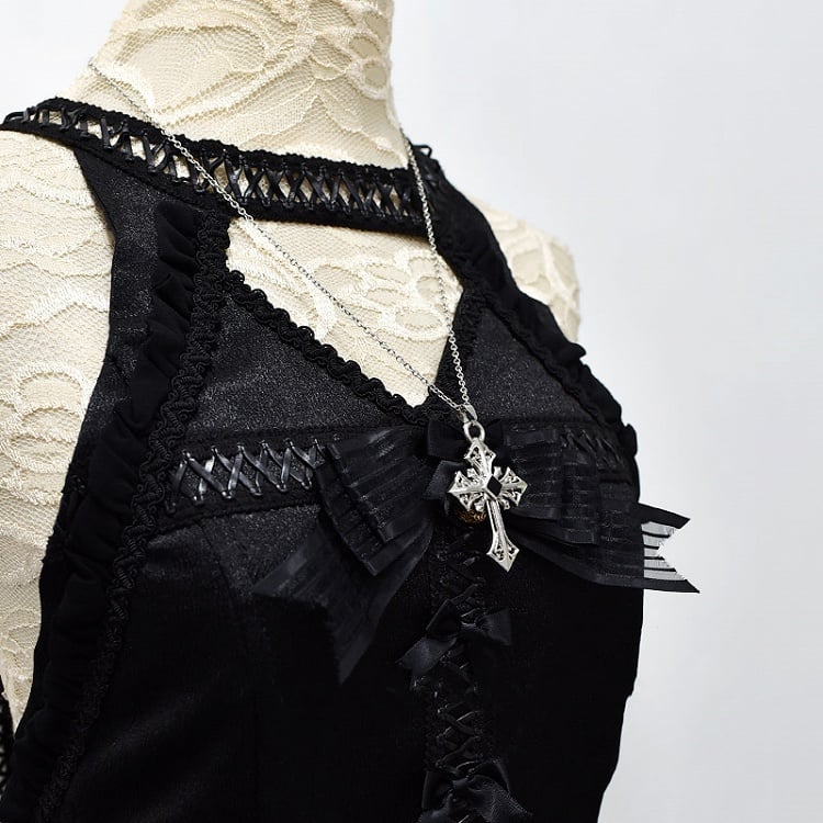 Punk Gothic Silver Cross Pendant Necklace