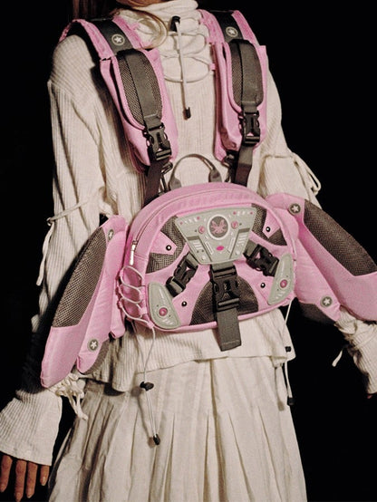 Pink Angel Mech Bag with Detachable Wings & Convertible Strap