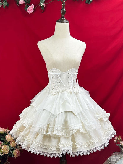 White Jacquard Gothic Lolita Corset Belt