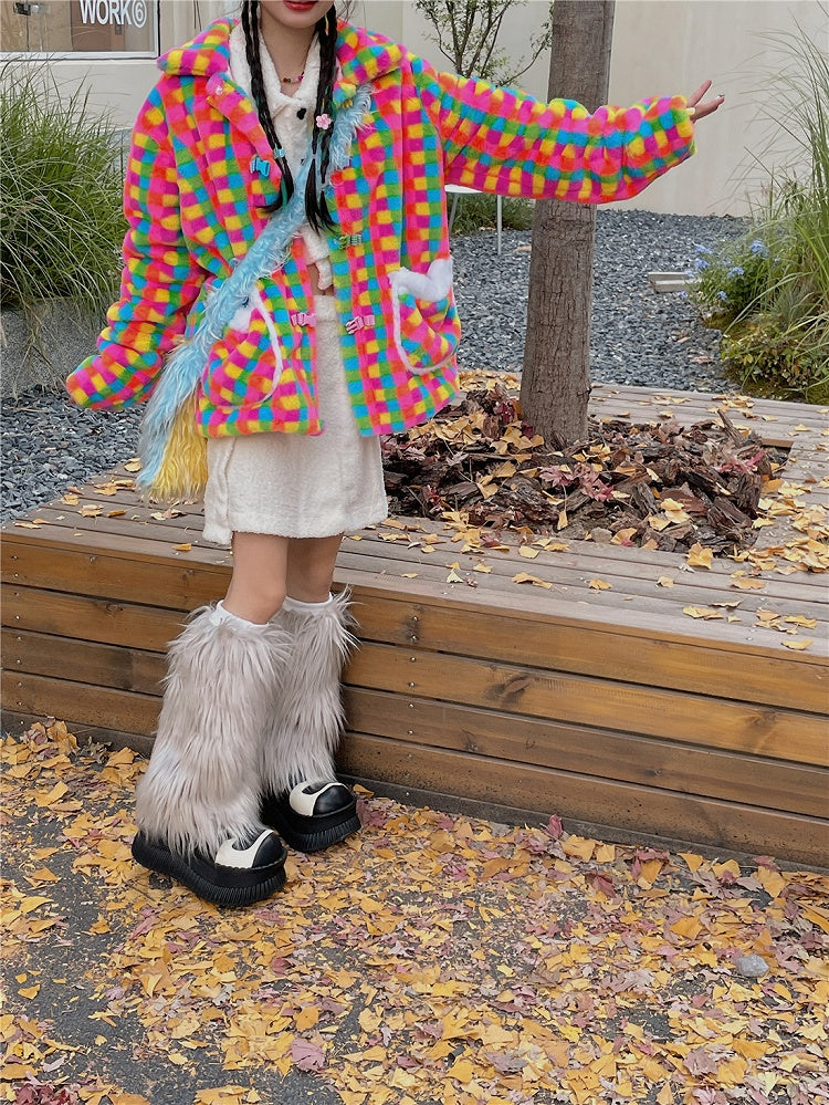 Light Gray Y2K 20CM/30CM/40CM Shaggy Leg Warmers