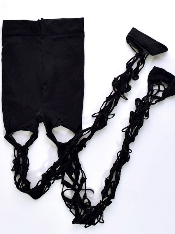 Black Y2K Cut-out Design Tights