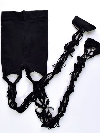 Black Y2K Cut-out Design Tights