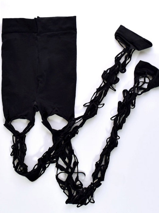 Black Y2K Cut-out Design Tights