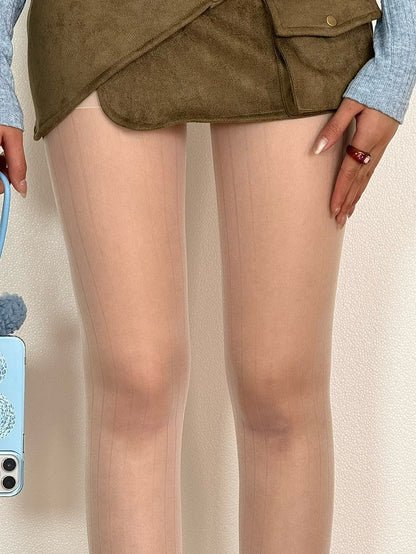 Black/Gray/White Striped Pattern Semi-sheer Tights