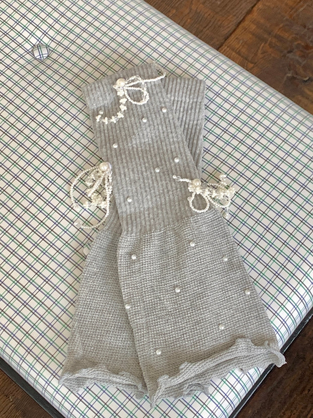 5 Color Options Beaded Details Rolled-Trim Leg Warmers