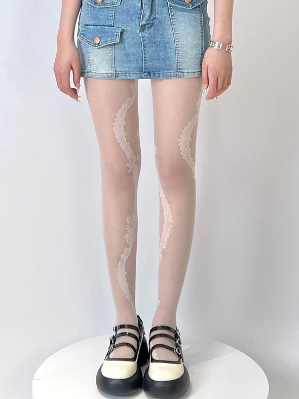 4 Color Options Rosette Pattern Tights