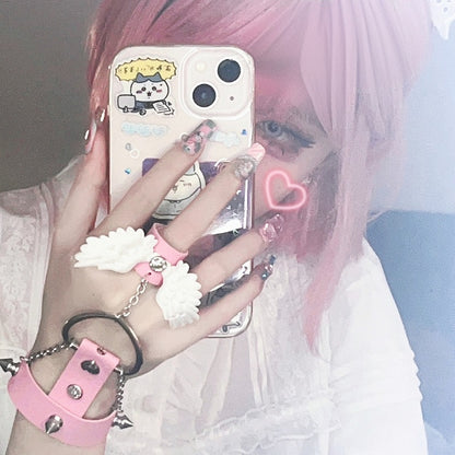 Blue/Pink/Black Heart Wing Bracelet