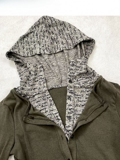 Army Green Wasteland Punk Two-piece Hoodie Top