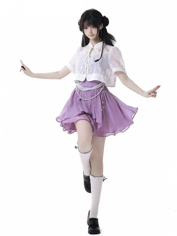 Purple Chiffon Spaghetti Strap Dress Long/Short Version