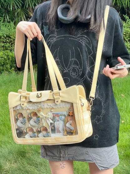 Plaid Pattern Large Capacity Yellow Ita Tote Bag