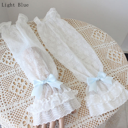 10 Color Options Detachable Bowknot Details Lace Trim Sleeves