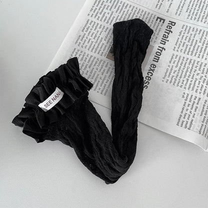 5 Color Options Floral Pattern Lace Trim Underknee Stockings