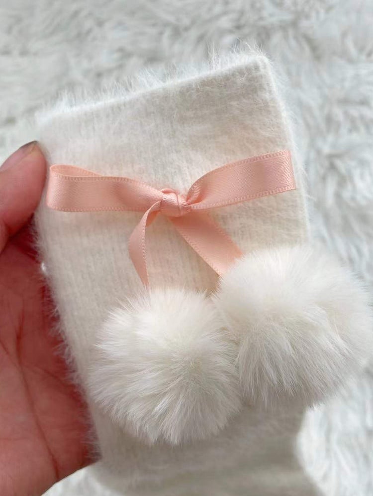 4 Colors Bow Pompons Lolita Calf/Ankle Socks