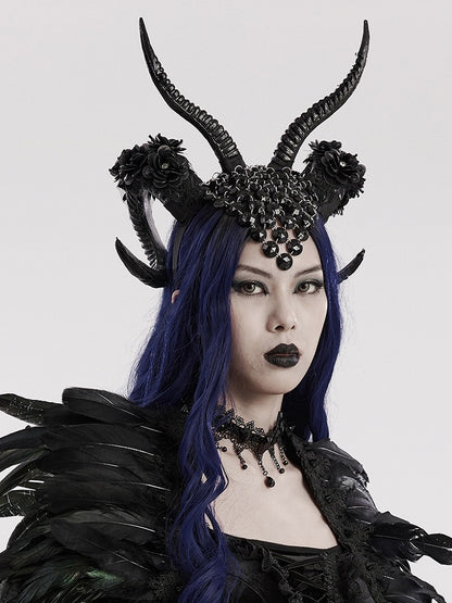 Black Goth Demon Horn Headwear