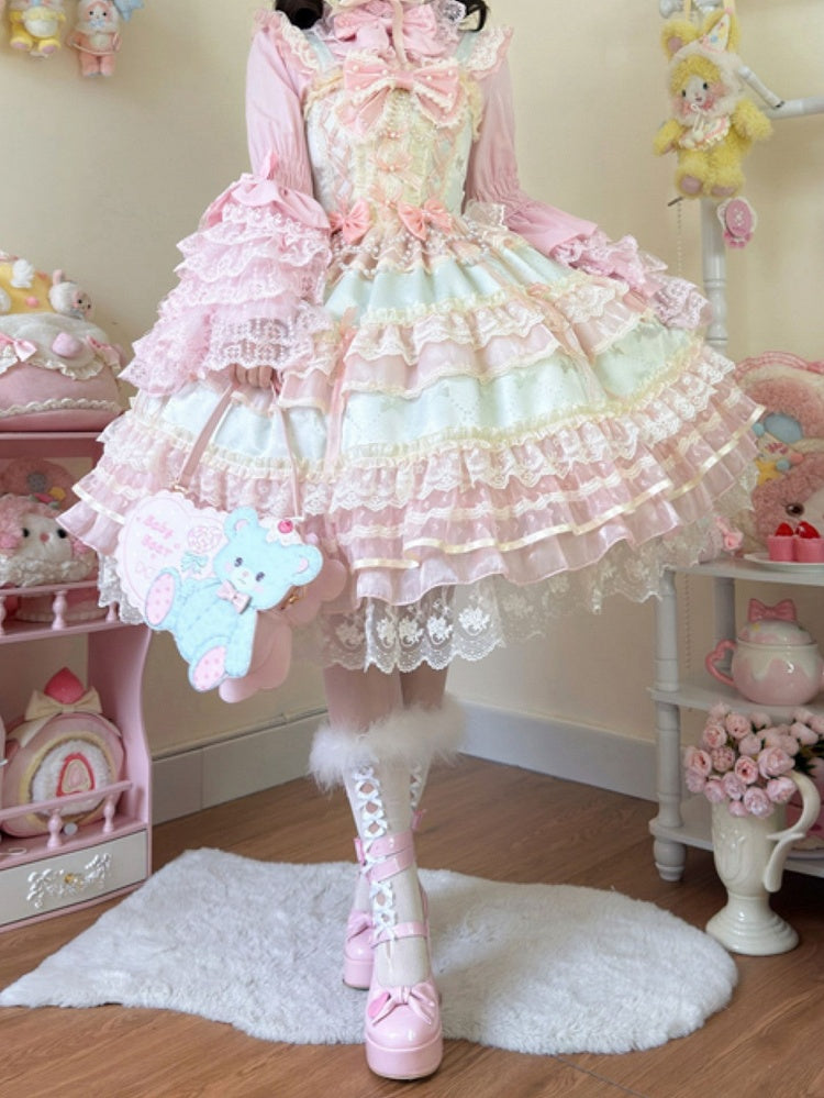 Green Bead Chain Bows Decorated Hanayome Lolita Princess Dress