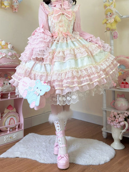 Green Bead Chain Bows Decorated Hanayome Lolita Princess Dress