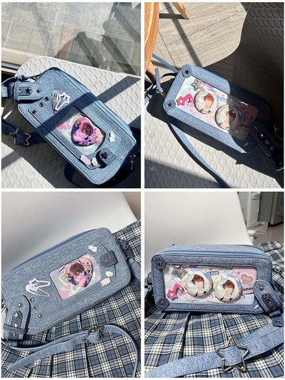 Denim Blue Star Stud Detail Ita Bag