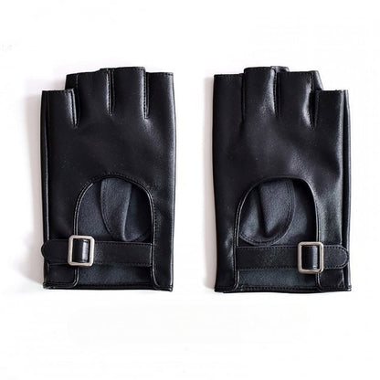 Black/White/Black&White Cyberpunk Buckle Finger Gloves