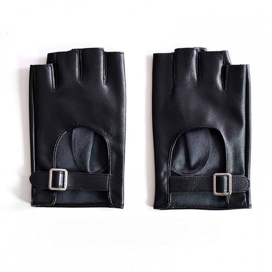 Black/White/Black&White Cyberpunk Buckle Finger Gloves