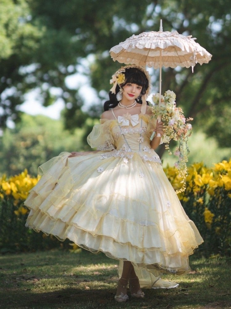 Plus Sizes Available Beauty and the Beast Vibes Floral Embroidery Princess Dress