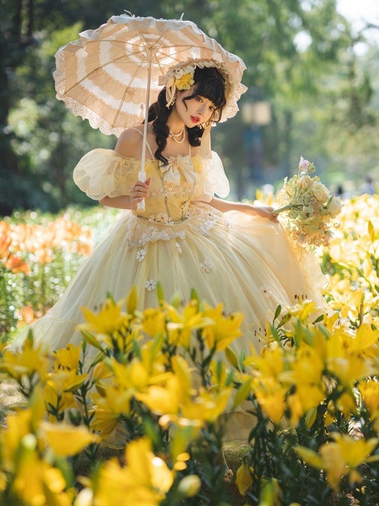 Plus Sizes Available Beauty and the Beast Vibes Floral Embroidery Princess Dress