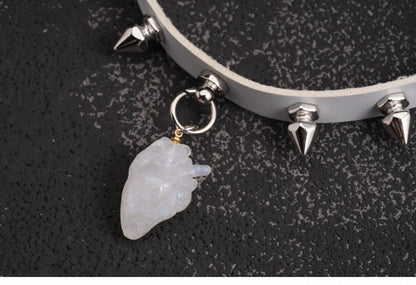 Heart Pendant White Gothic Studs PU Choker