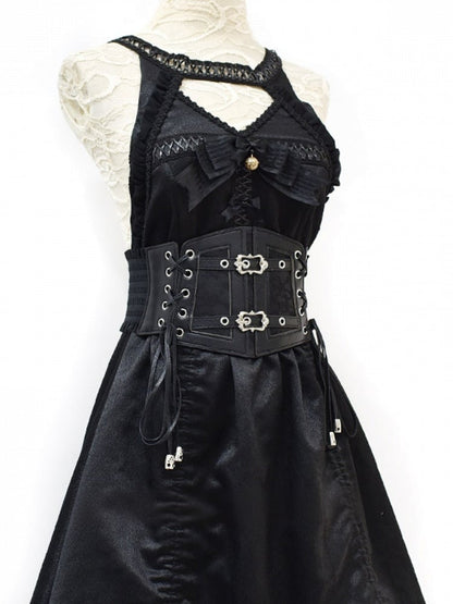 Black/White/Brown Lace-up Detail Gothic Punk Corset Belt