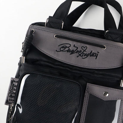 Black & Dark Gray Letters Embroidery Ita Bag