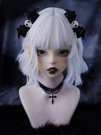 Skull Decorated Black Goth Wings Hairclips