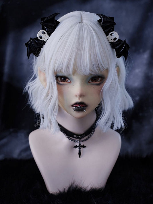 Skull Decorated Black Goth Wings Hairclips