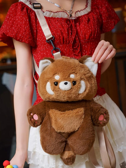 Brown 35cm/50cm Plush Red Panda Backpack Detachable Shoulder Straps
