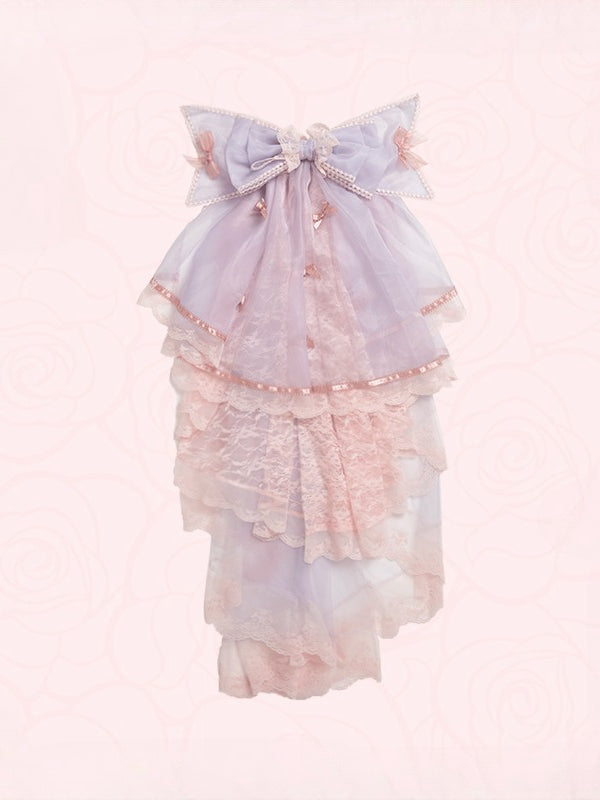 Blue / Purple & Pink Big Bow Head Veil