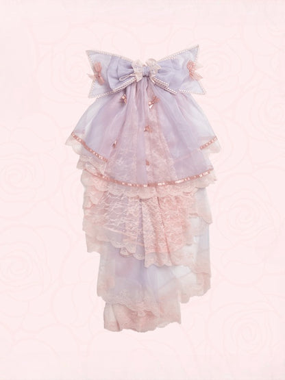 Blue / Purple & Pink Big Bow Head Veil