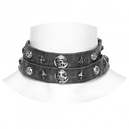 Gray Punk Rivet Choker