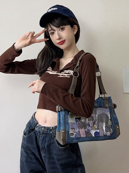 Denim Blue Motorcycle Ita Shoulder Bag