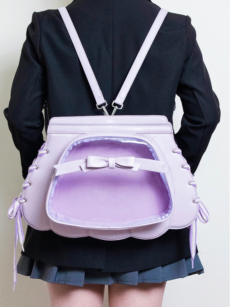 Purple Shell-shaped Bowknot PU Backpack Small/Large Size