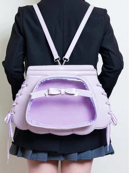 Purple Shell-shaped Bowknot PU Backpack Small/Large Size