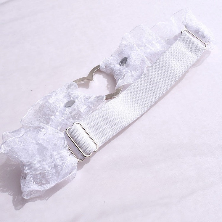 Gothic Punk Studs Black/White Lace Trim Garter