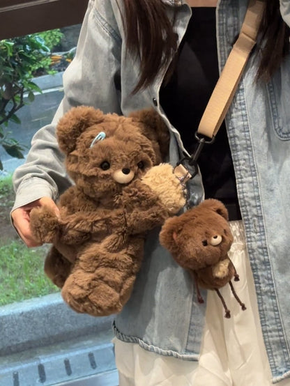 Cute Teddy Brown 23cm/30cm/42cm Plush Backpack/Crossbody