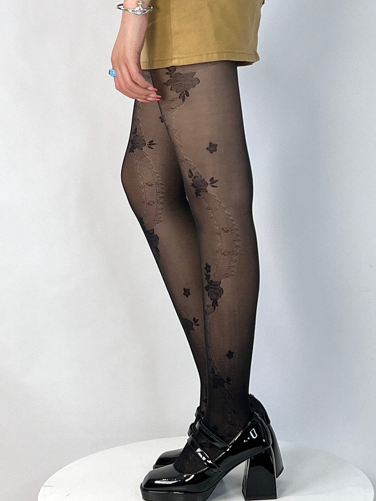 4 Color Options Rosette Pattern Tights