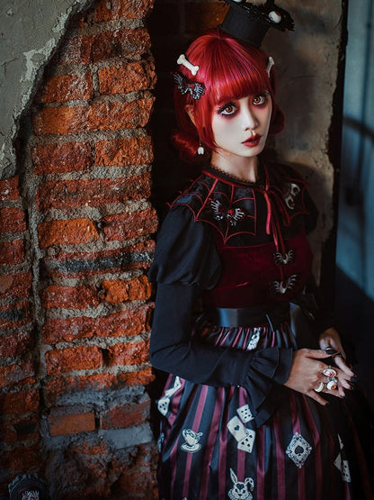 Moth Embroidery Black and Red Hairclip/Brooch