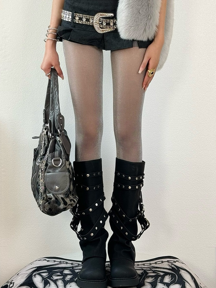 Black/Brown/Gray/Red Semi-sheer Tights