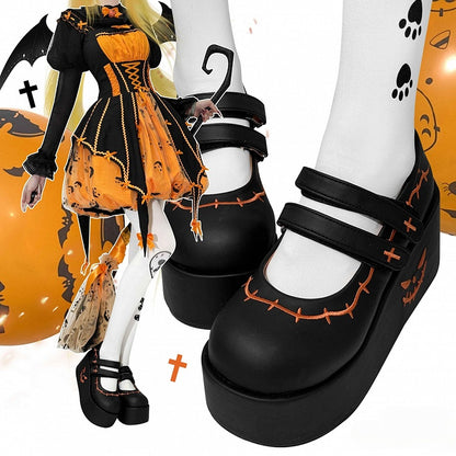 Black Pumpkin Witch Halloween Gothic Platforms
